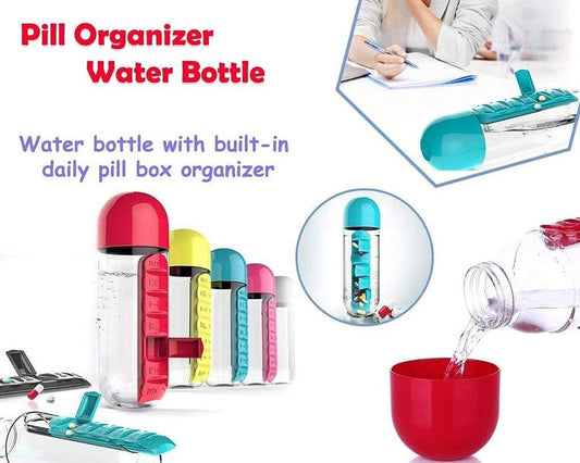 Portable Bottle with built-in pill box