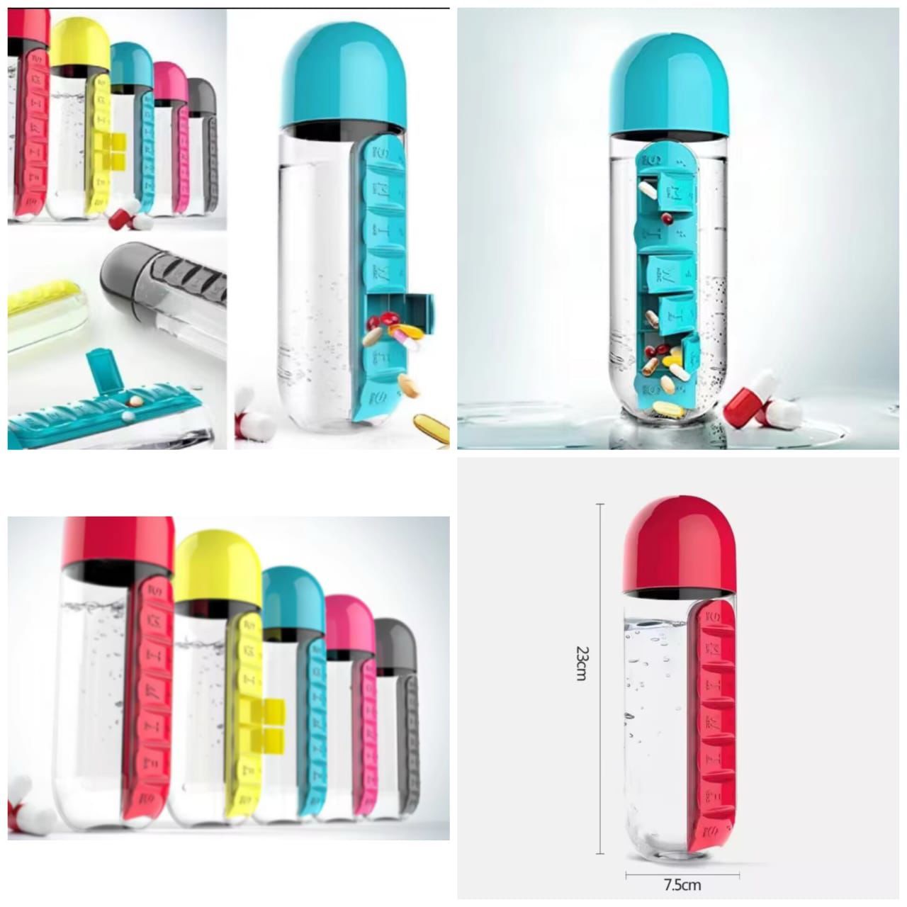 Portable Bottle with built-in pill box