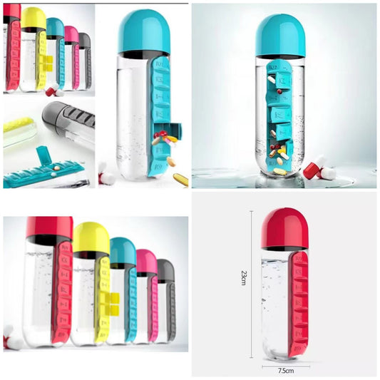 Portable Bottle with built-in pill box